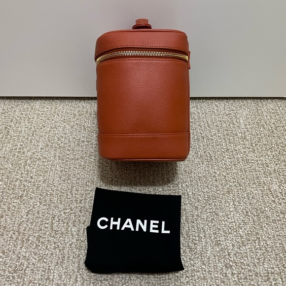 Chanel CC Caviar Vanity Case Vintage Timeless Orange Leather Top Handle Bag - Picture 3 of 13